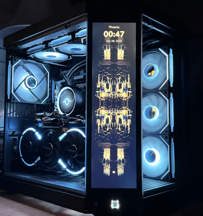 A custom Hyte Y70 PC build with RGB lighting, built by HackIt Tech