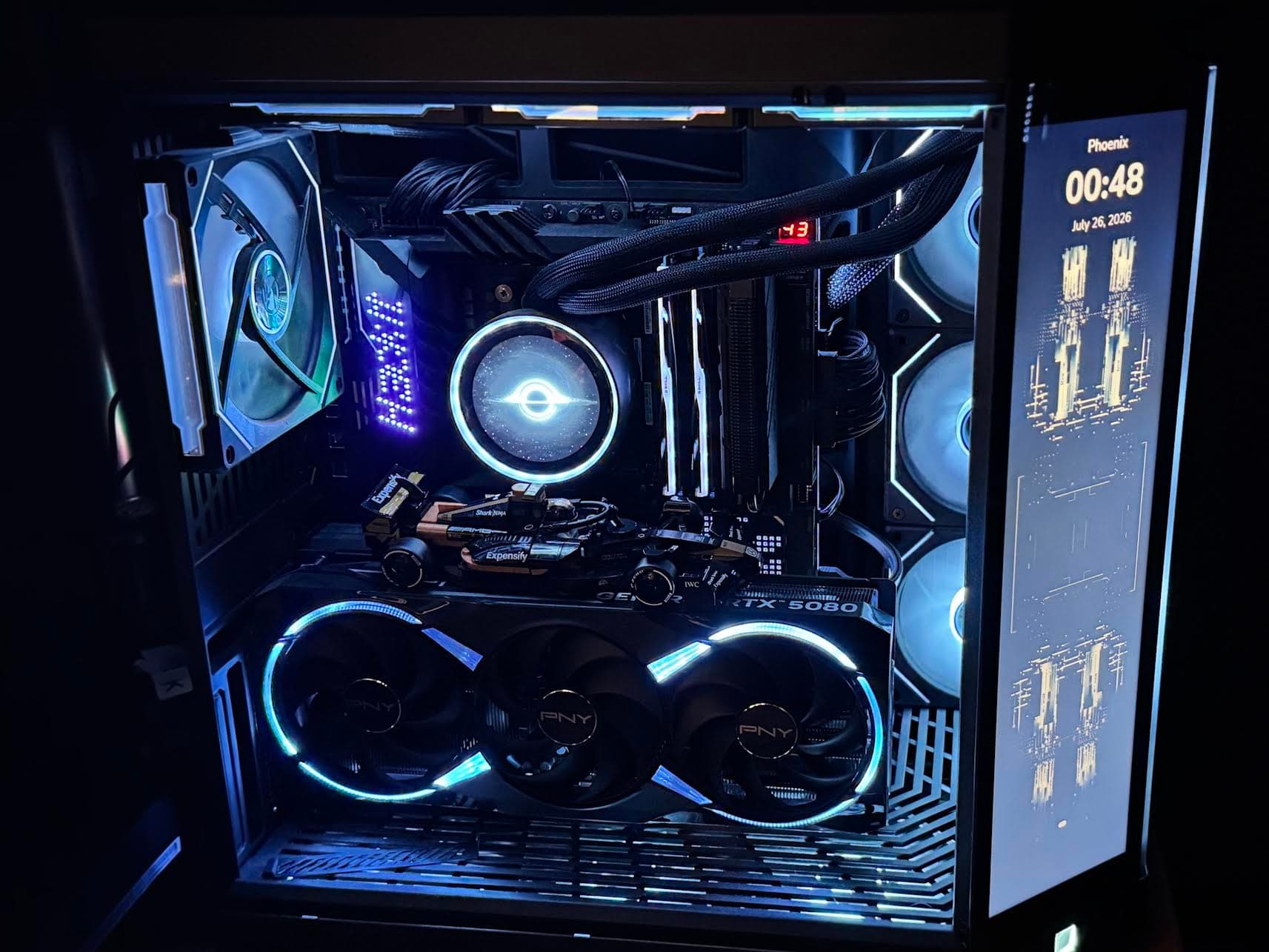 A custom Hyte Y70 PC build with RGB lighting, built by HackIt Tech